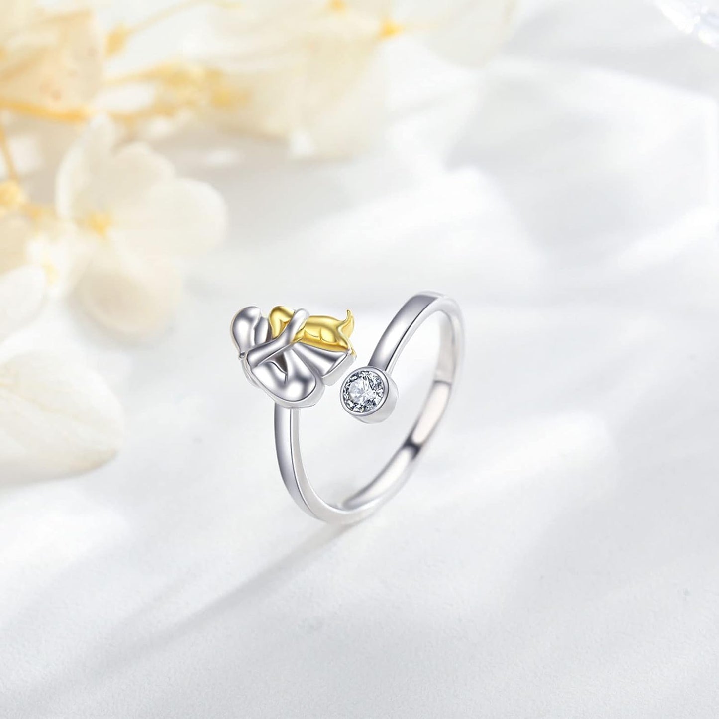 Sterling Silver Hund Embrace Justerbar Ring
