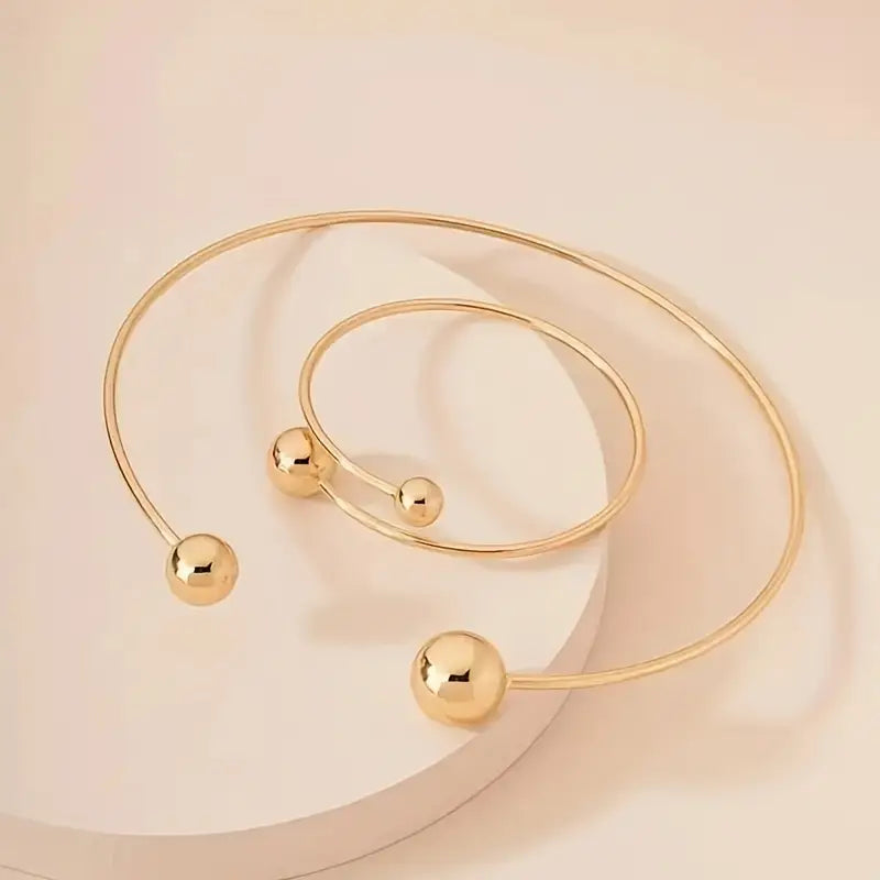 Minimalistisk Glow Collar & Cuff armband Set | Guld