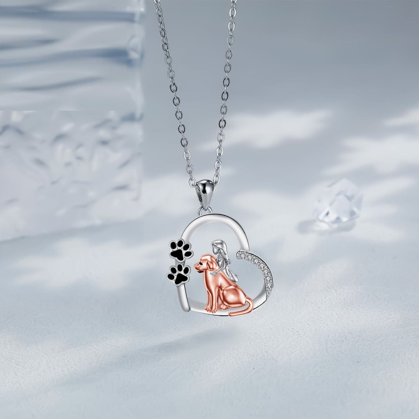 Hjärta Shaped Hund And Girl Halsband
