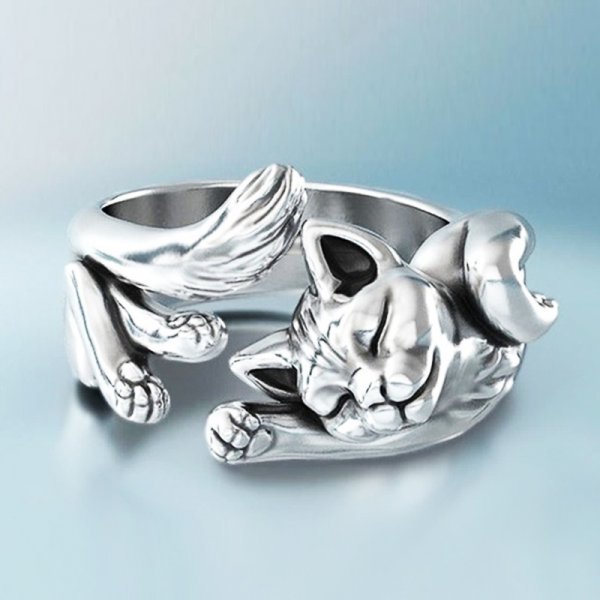 Silver Vintage Katt Ring