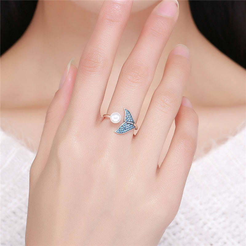 Ocean Whale Tail Pärla Ring