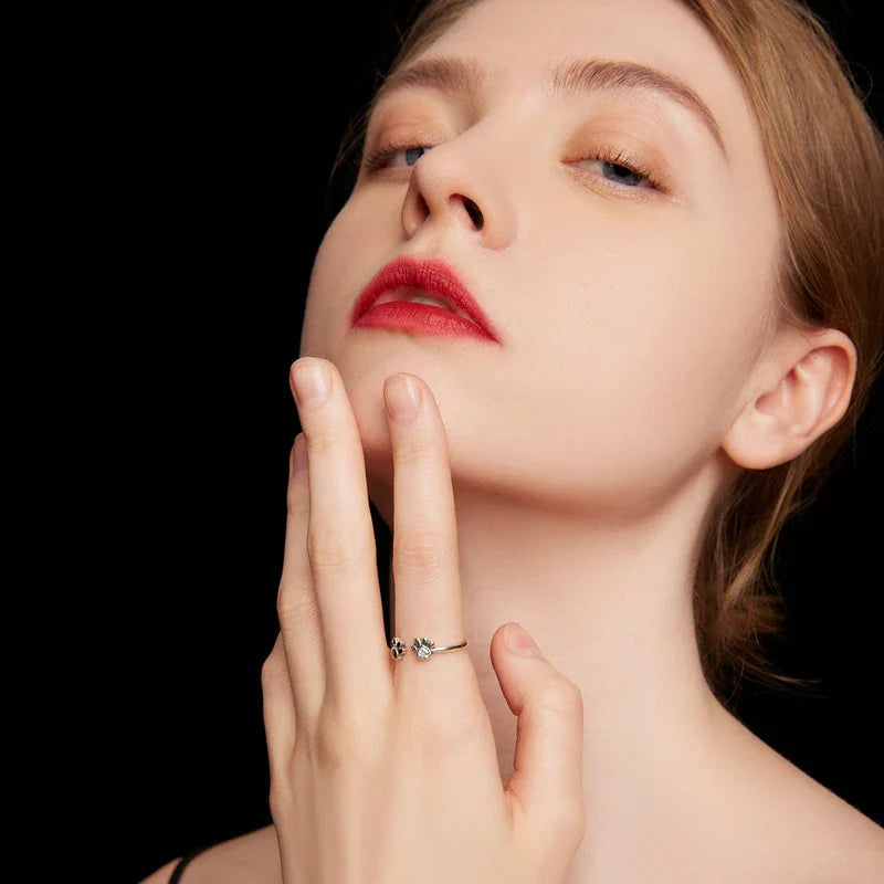 Sterling Silver Tass Print Hjärta Ring