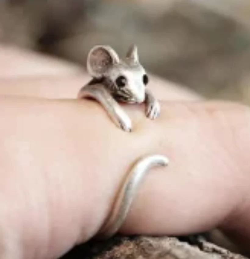Adorable Mouse Wrap Ring Vintage Justerbar Jewelry