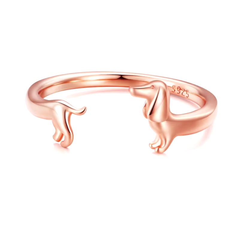 Sterling Silver Dachshund Justerbar Ring