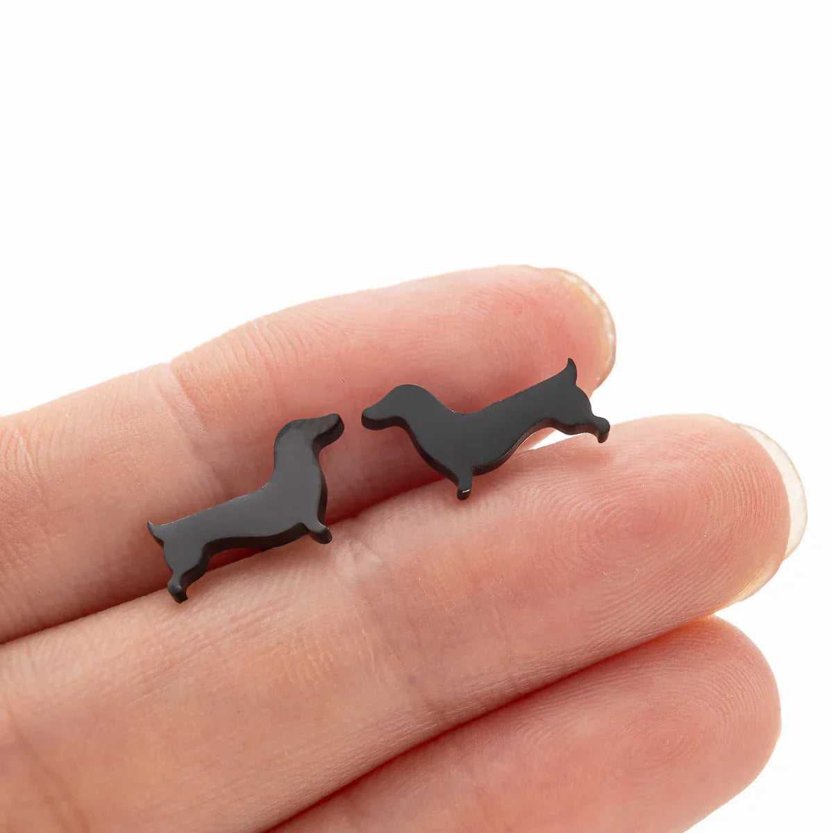 Sterling Silver Dachshund Silhouette Stud Örhängen
