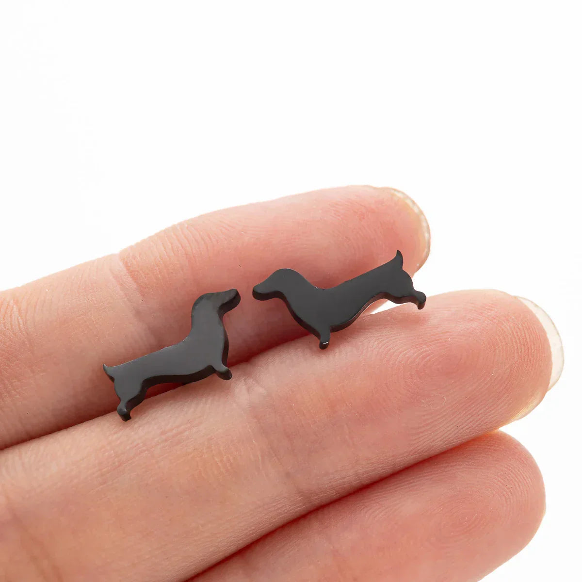 Sterling Silver Dachshund Silhouette Stud Örhängen