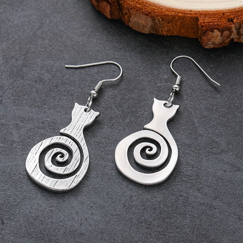 Vintage Katt Spiral Dangle Örhängen