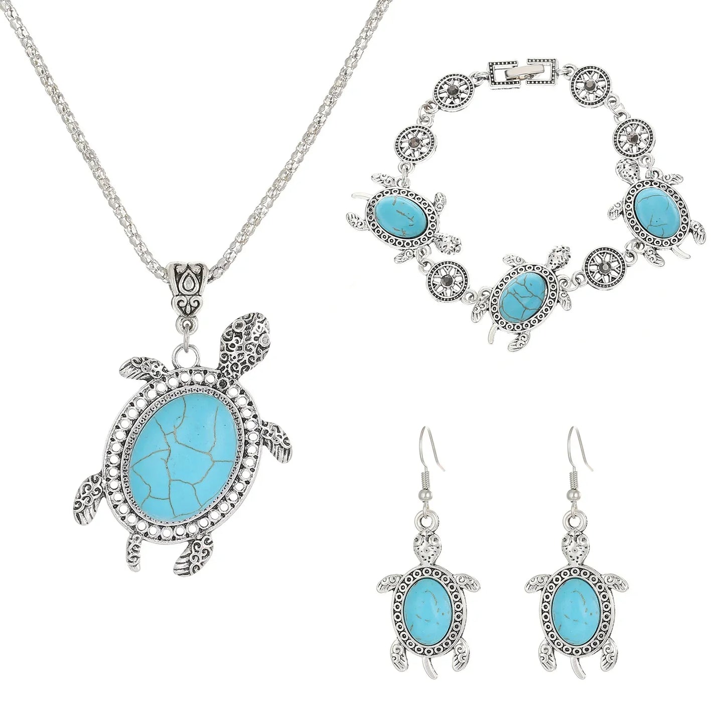 Turquoise Tortoise Jewelry Collection Set