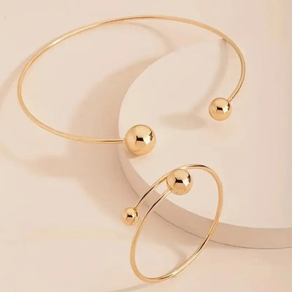 Minimalistisk Glow Collar & Cuff armband Set | Guld