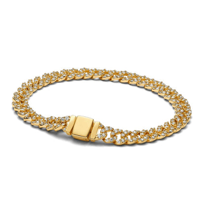 Pave Cuban armband | Guld