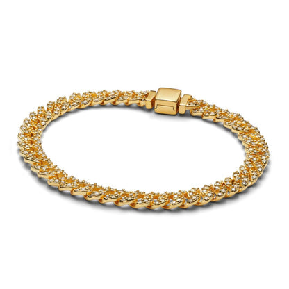 Pave Cuban armband | Guld