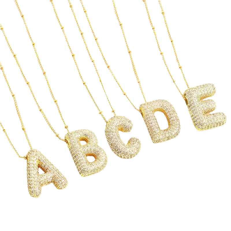 halsbandset med bubbelbokstav och initial | Guld