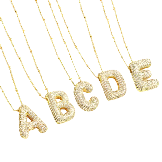 halsbandset med bubbelbokstav och initial | Guld