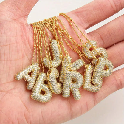 halsbandset med bubbelbokstav och initial | Guld