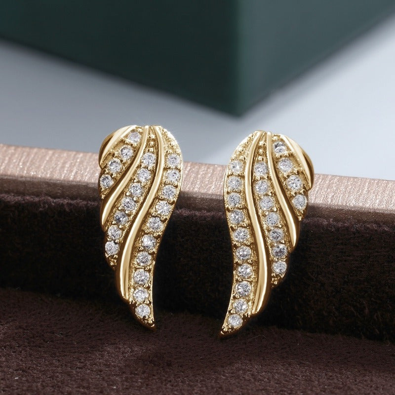 Modern Blad Pave örhängen | Guld