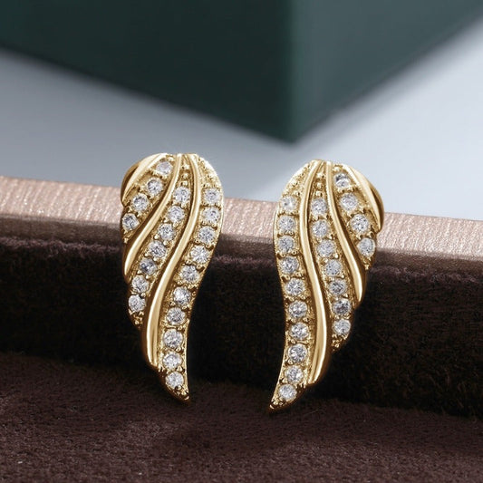 Modern Blad Pave örhängen | Guld