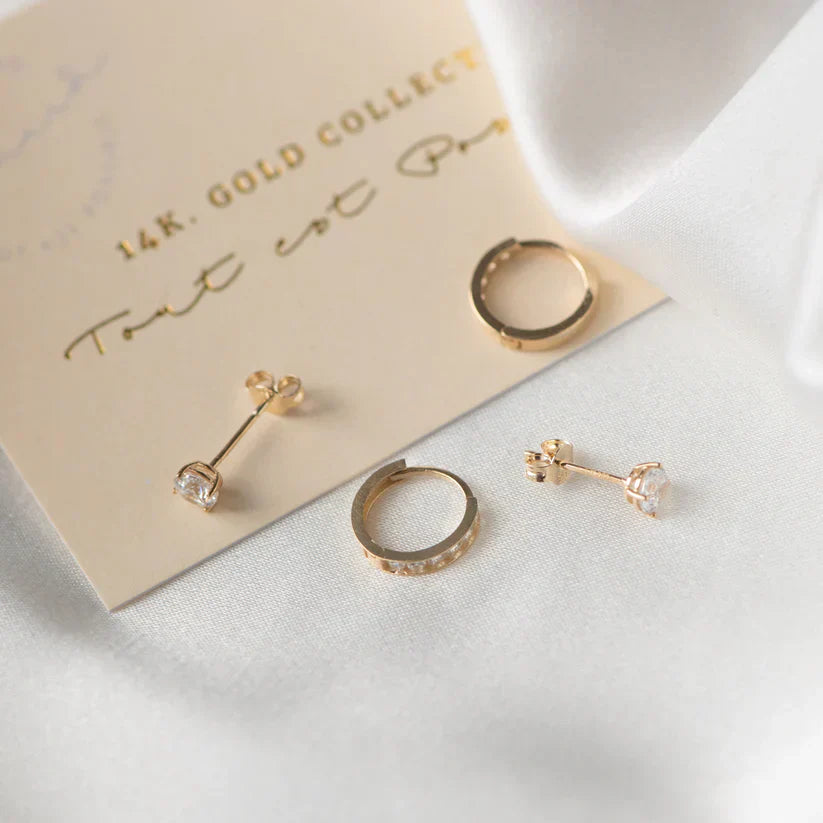 Dara Brillane Sten örhängen Set | Guld