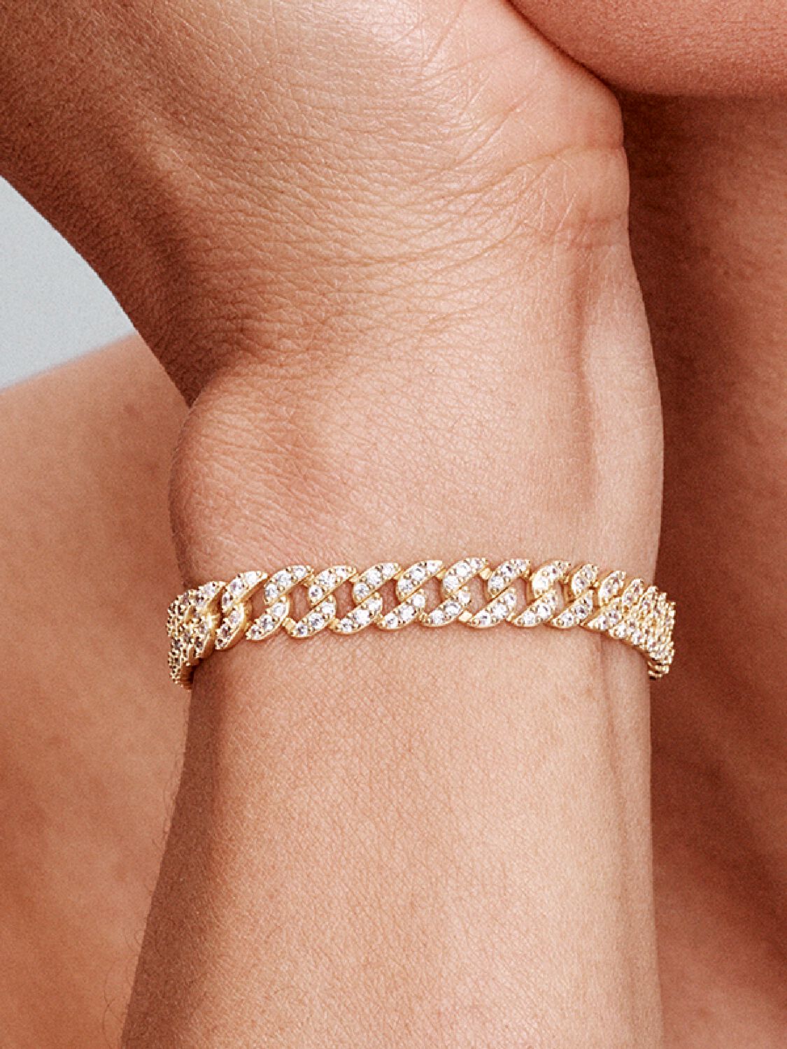 Pave Cuban armband | Guld