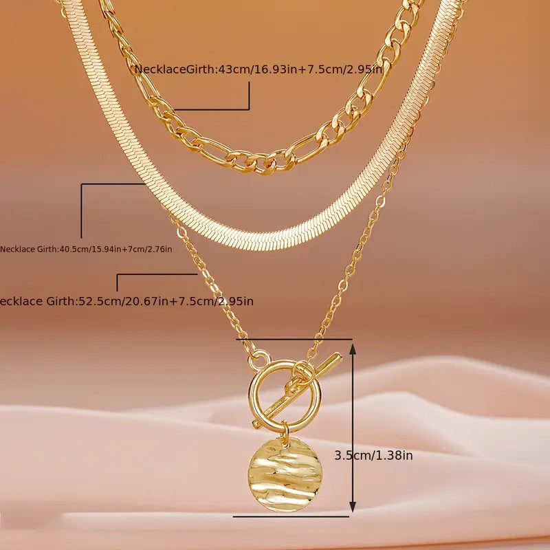 Savira Textured Coin Lager-på-lager halsband | Guld
