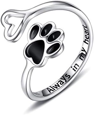 Sterling Silver Tass Print Hjärta Ring 1