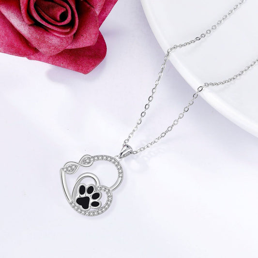 Infinite Double Love Tass Print Hänge Halsband
