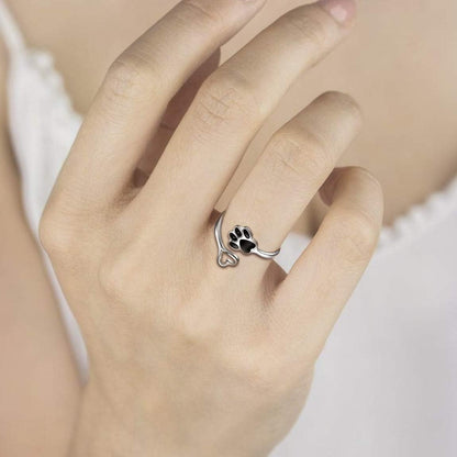 Sterling Silver Tass Print Hjärta Ring 1