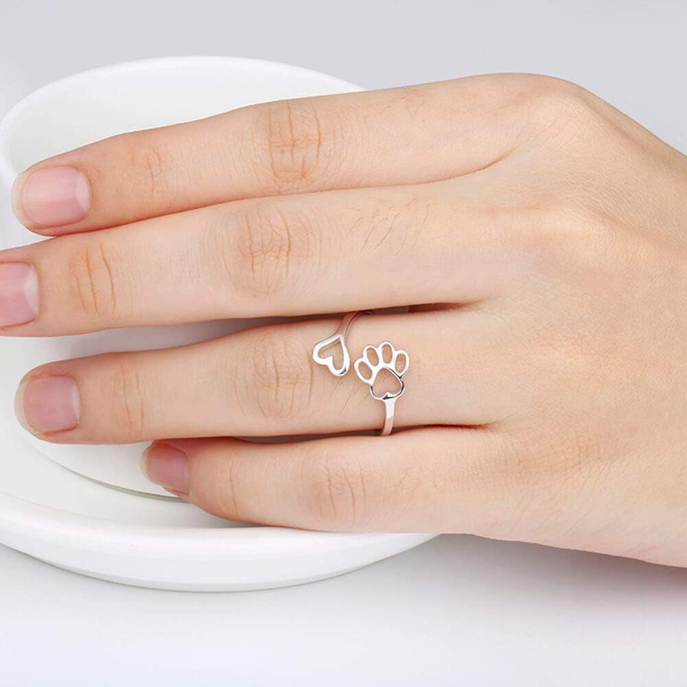 Sterling Silver Tass Print Hjärta Ring 1