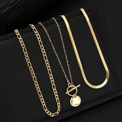 Savira Textured Coin Lager-på-lager halsband | Guld
