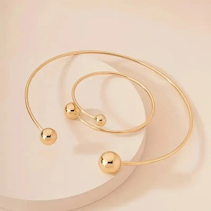 Minimalistisk Glow Collar & Cuff armband Set | Guld