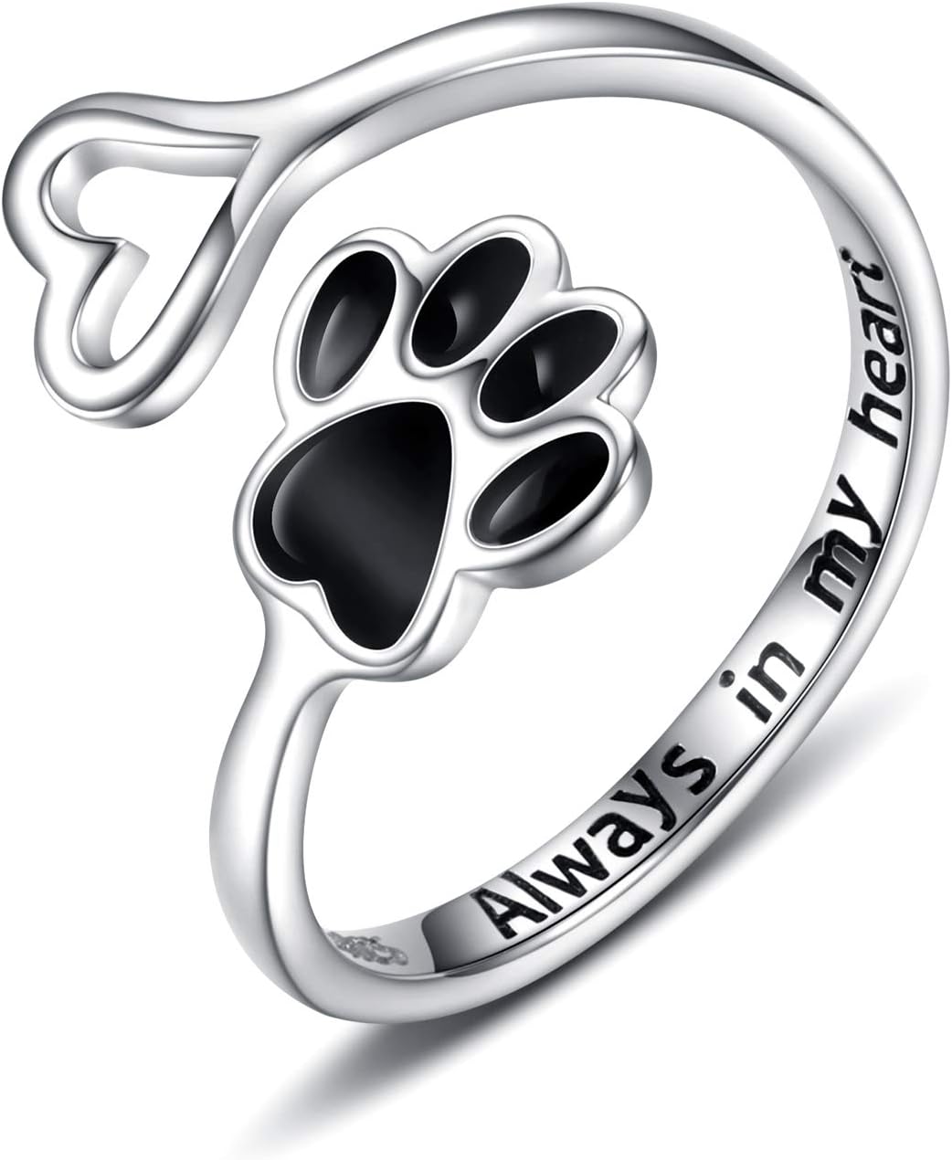 Sterling Silver Tass Print Hjärta Ring 1