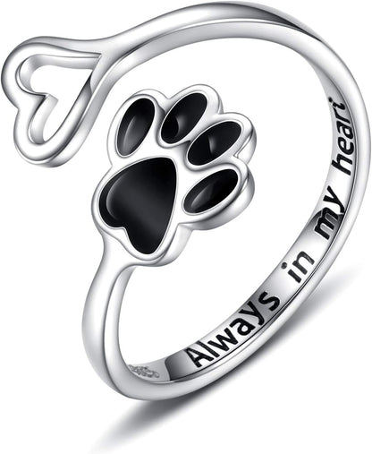 Sterling Silver Tass Print Hjärta Ring 1