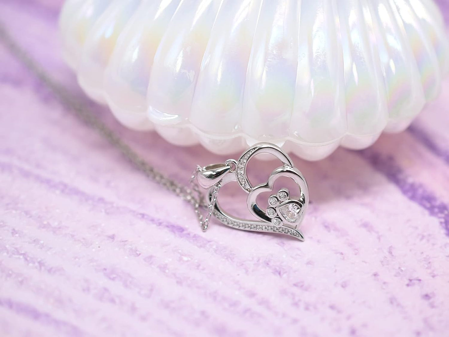 Sterling Silver Tass Print Hjärta Halsband 1