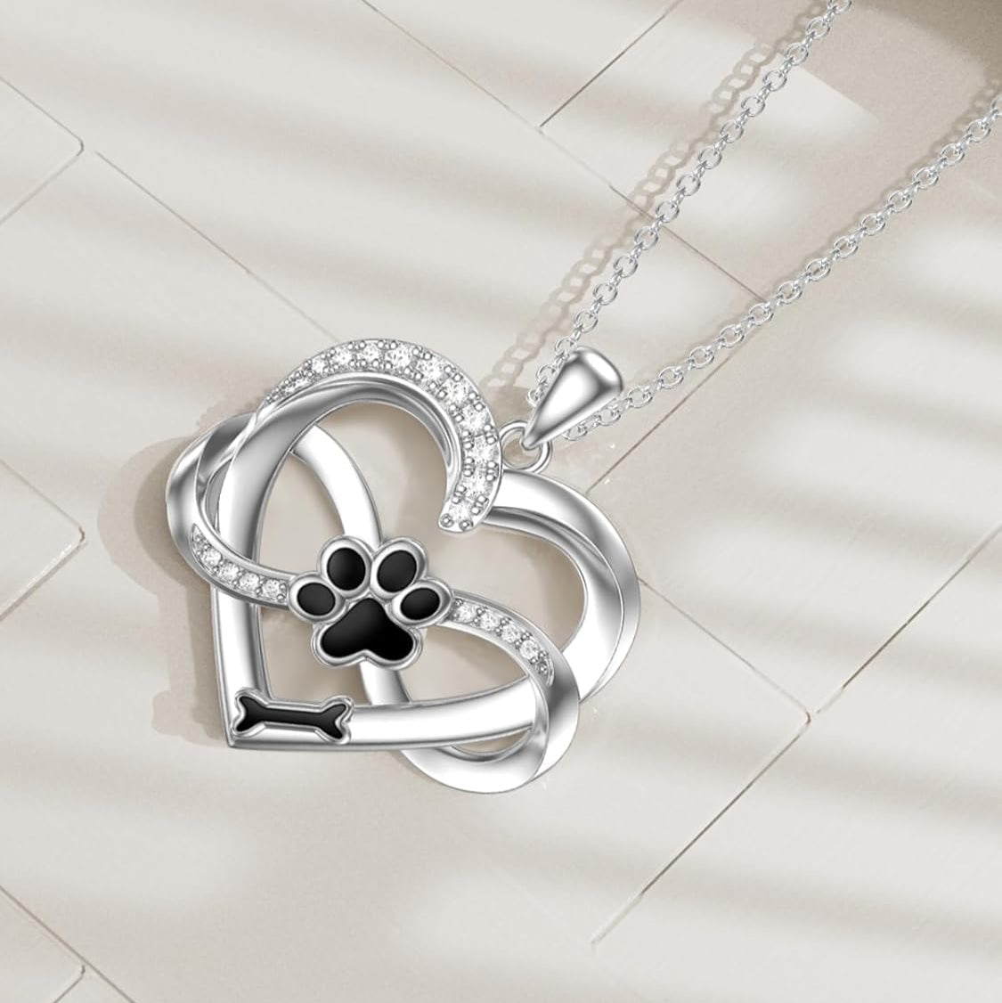 Infinity Halskette Mit Herz Pfote Aus 925er Silber Symbolischer Tierschmuck