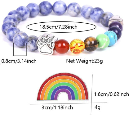 Rainbow Bridge Memorial Armband 7 Chakra Bead Gift For Pet Loss