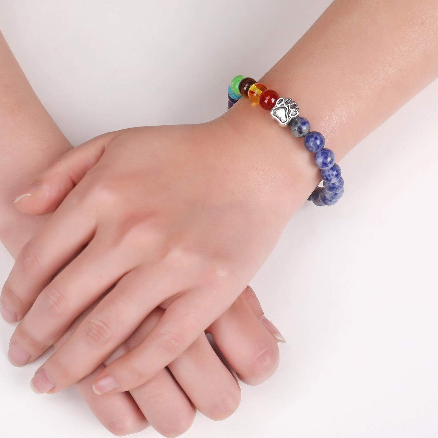 Rainbow Bridge Memorial Armband 7 Chakra Bead Gift For Pet Loss