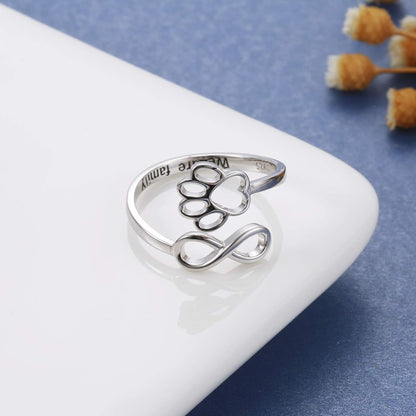 Sterling Silver Tass Print Hjärta Ring 1