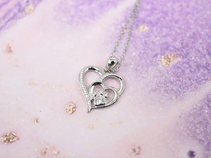 Sterling Silver Tass Print Hjärta Halsband 1