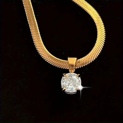 Elegant Rhinestone halsband med hänge | Guld