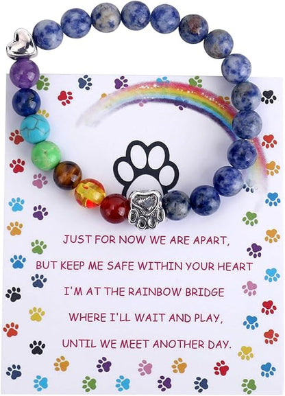 Rainbow Bridge Memorial Armband 7 Chakra Bead Gift For Pet Loss