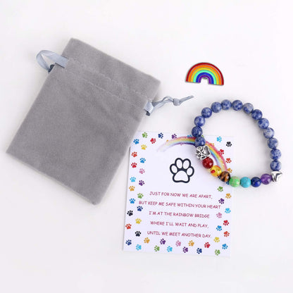 Rainbow Bridge Memorial Armband 7 Chakra Bead Gift For Pet Loss