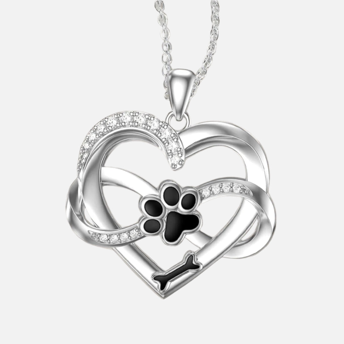 Infinity Halskette Mit Herz Pfote Aus 925er Silber Symbolischer Tierschmuck