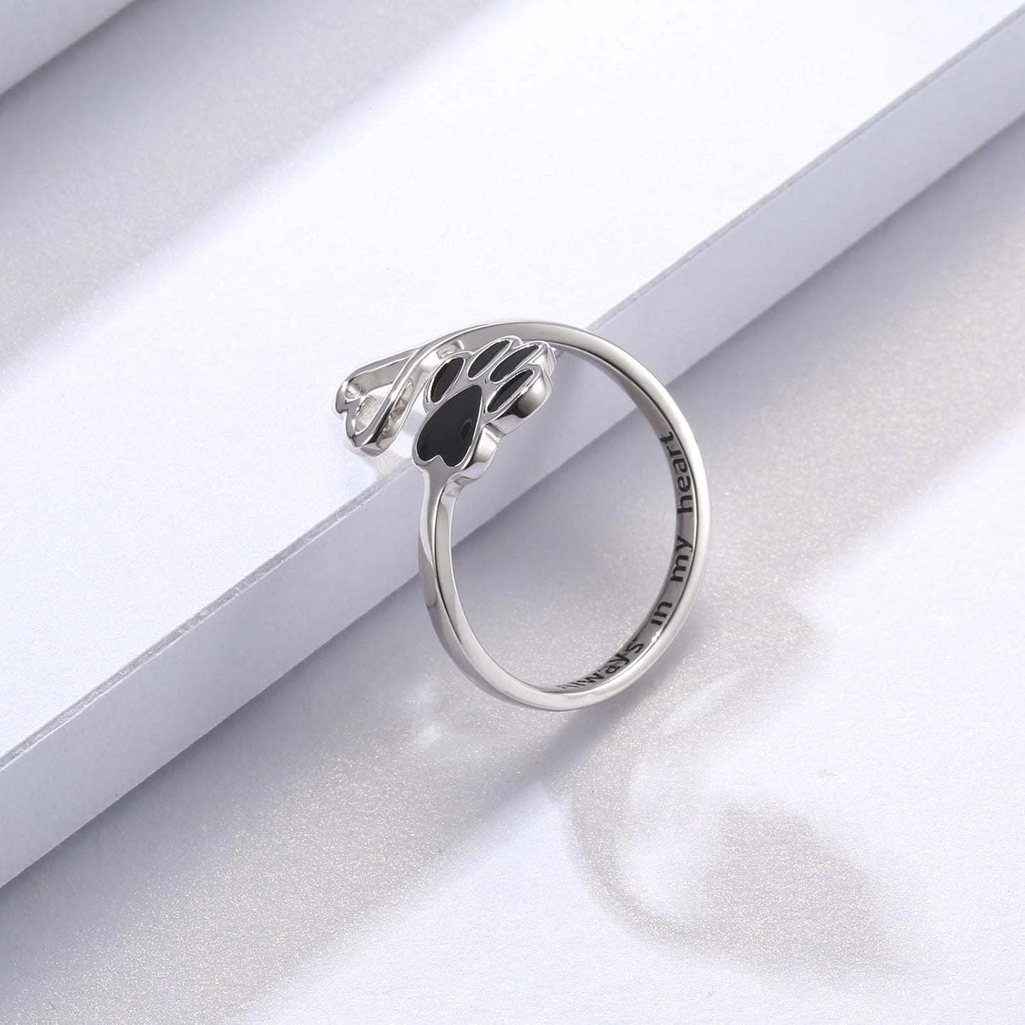 Sterling Silver Tass Print Hjärta Ring 1