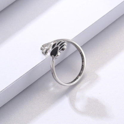 Sterling Silver Tass Print Hjärta Ring 1