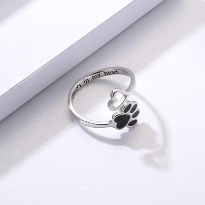 Sterling Silver Tass Print Hjärta Ring 1