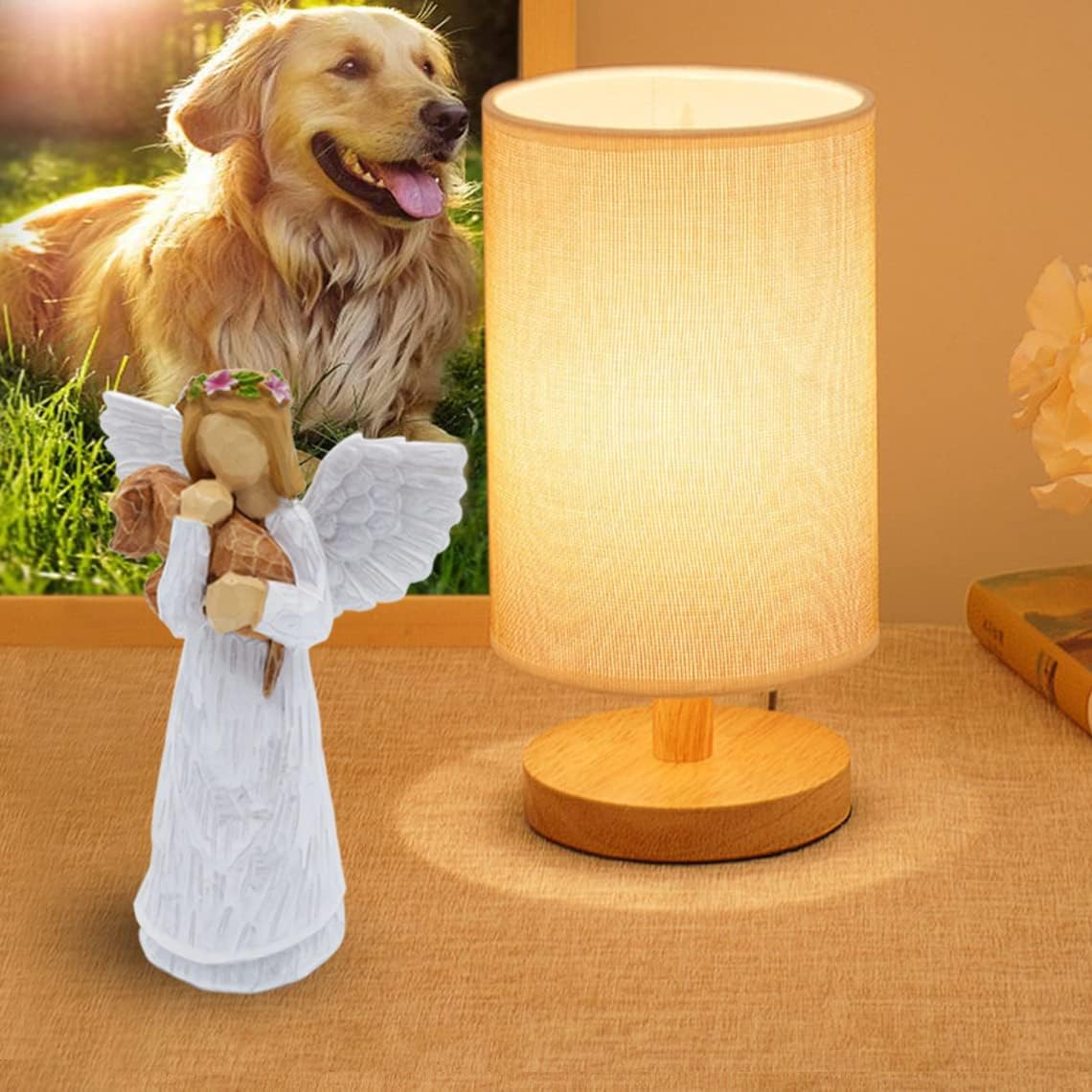 Hund Memorial Gift Set With Ängel Of Friendship Figurine Rainbow Bridge Chakra Armband