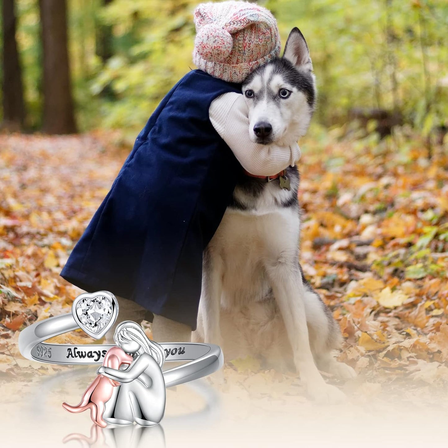 Hundering Aus 925er Silber Verstellbarer Ring Mit Madchen Hund Figur