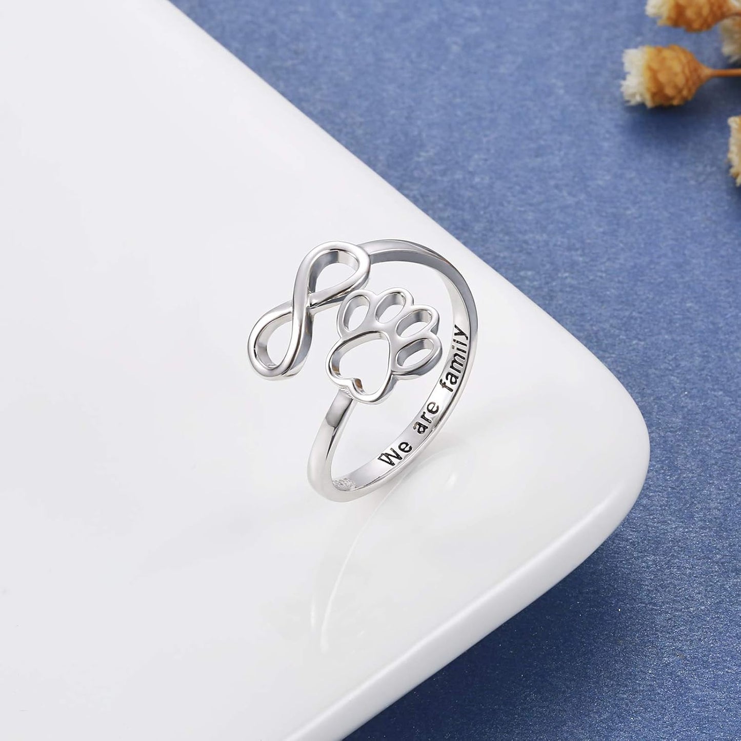 Sterling Silver Tass Print Hjärta Ring 1