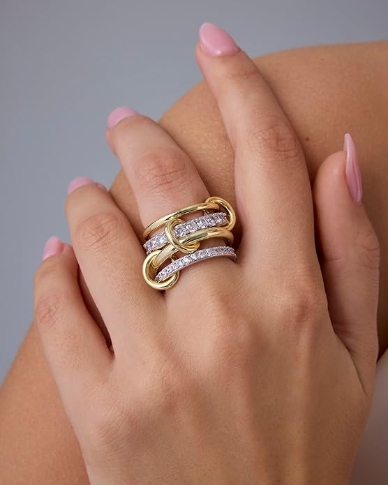 Interlock Stack Rings | Guld