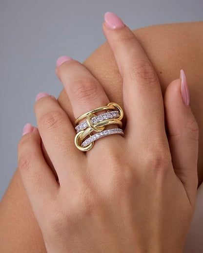 Interlock Stack Rings | Guld
