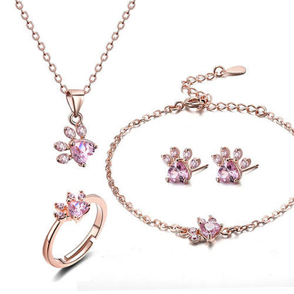 Ros Guld Tass Print Jewelry Set